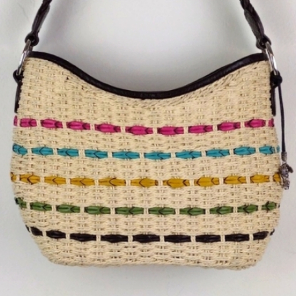Brighton Like Basket-Weave  Braided-Leather Silver-Tone Hardware Adorable Bag